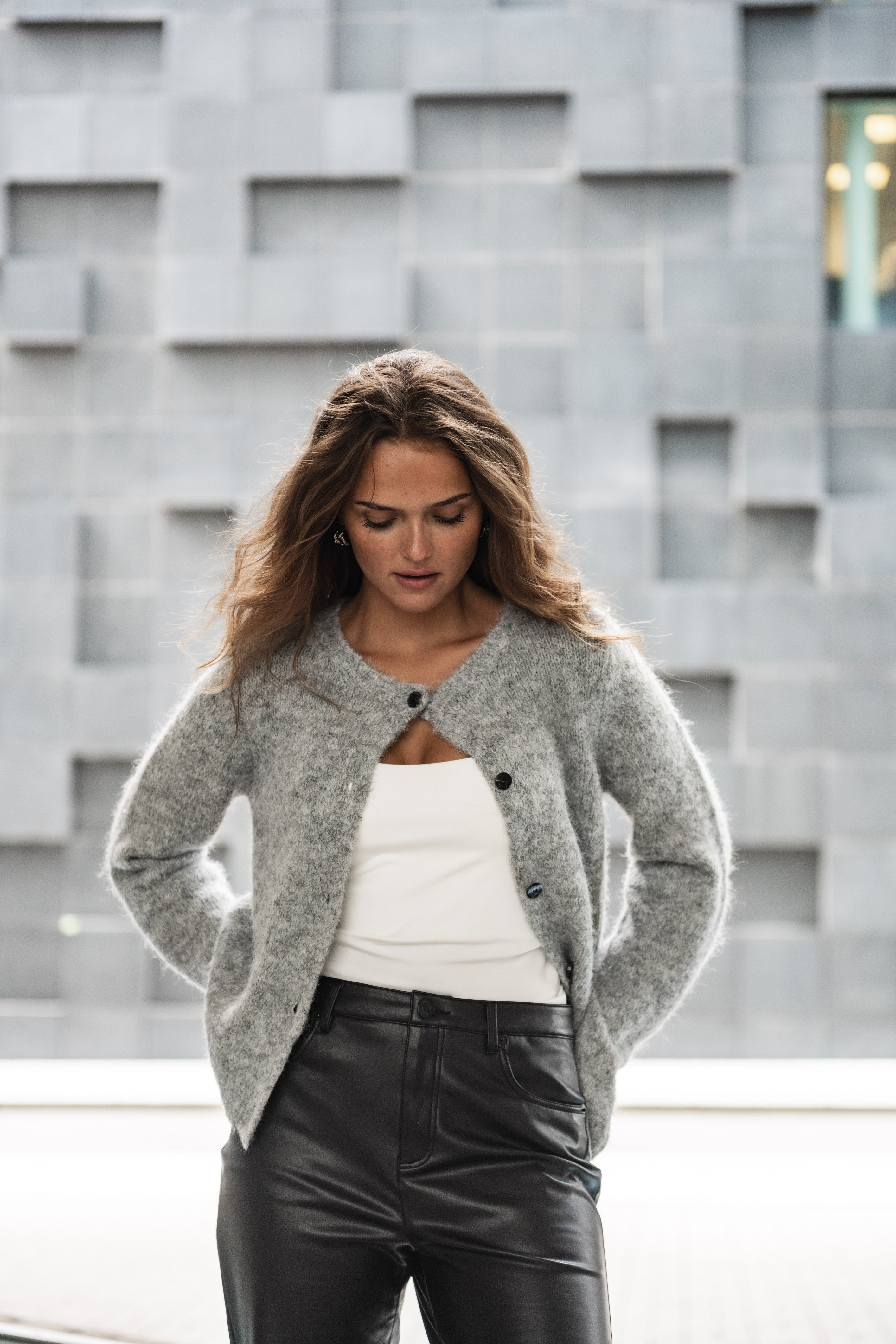 VMNOVAH Knit Cardigan - Medium Grey Melange